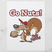 rally squirrel go nuts baseball cartoon flyer design