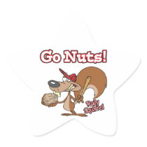 rally squirrel go nuts baseball cartoon star sticker