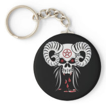 Ram Horned Skull Keychain