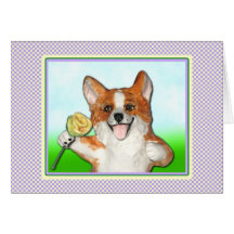 Ramblin' Rose Corgi Greeting Card
