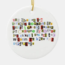 Ransom Note Serenity Prayer Christmas Ornament