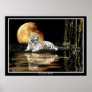 RARE WHITE TIGER & MOON Art Prints & Posters