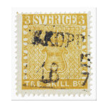 Rare Yellow 3 Skilling Stamp of Sweden 1855 Stretched Canvas Prints