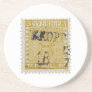 Rare Yellow 3 Skilling Stamp of Sweden 1855 Drink Coasters