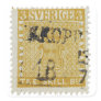 Rare Yellow 3 Skilling Stamp of Sweden 1855 Square Sticker