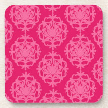 Raspberry and pink damask coasters