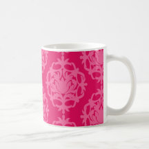 Raspberry and pink damask coffee mugs