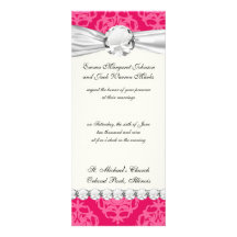 Raspberry and pink damask custom invites