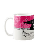 Raspberry and pink damask mugs