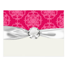 Raspberry and pink damask post cards