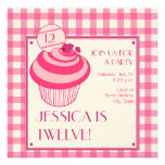 Raspberry Cupcake Birthday Party Invitation