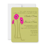 Raspberry Gerbers on Lime Wedding Invitations