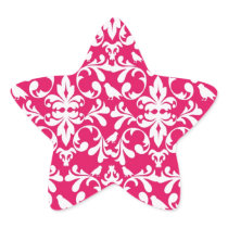 raspberry white bird damask star stickers