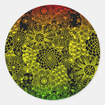 Rasta Flower Round Sticker