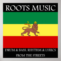 Rasta - Roots Music Ethiopia Flag Print on Canvas 