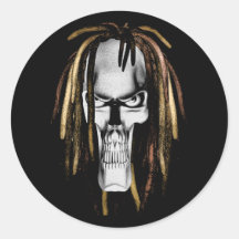 Rasta Skull Round Stickers