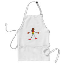 Rasta Stick Figure with Gold Peace Sign Aprons