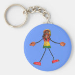 Rasta Stick Figure with Gold Peace Sign Key Chain