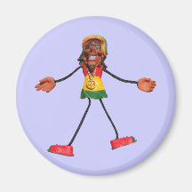 Rasta Stick Figure with Gold Peace Sign Magnets