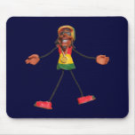 Rasta Stick Figure with Gold Peace Sign Mousepad