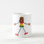 Rasta Stick Figure with Gold Peace Sign Mugs