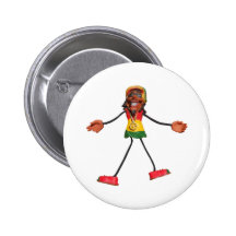 Rasta Stick Figure with Gold Peace Sign Pin