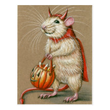Rat Devil Halloween Postcard