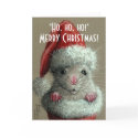 Rat in Santa Hat Stocking Christmas Card