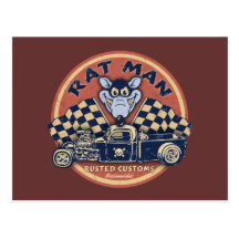 Rat Man Rusted Customs Postcard