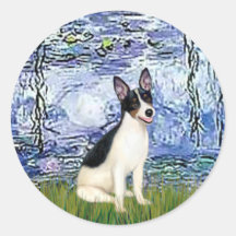 Rat Terrier - Lilies 6 Round Stickers