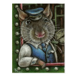 Rat the engine driver postcard