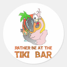 RATHER be at the Tiki Bar FLAMINGO Sticker