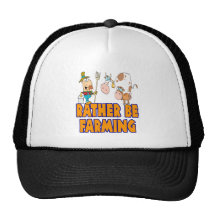 rather be farming cute cartoon farmer and cows mesh hat