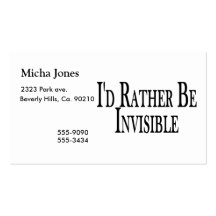 Rather Be Invisible Business Card Template