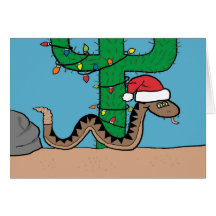 Rattle Snake Cactus Christmas Tree Greeting Card