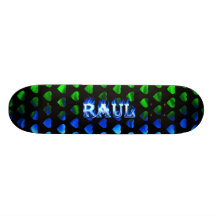 raul blue flames skateboard deck