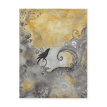 Raven in Orange abstract postcard