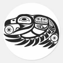 Raven Native American Design Round Stickers
