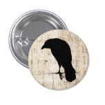 Raven Silhouette - Vintage Retro Ravens & Crows Pinback Buttons