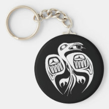 raven steals the sun , or is it the moon? key chain