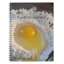 raw egg on flour cooking journal notebook