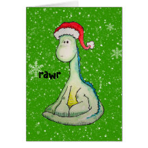 RAWR! Christmas Dinosaur Greeting Cards