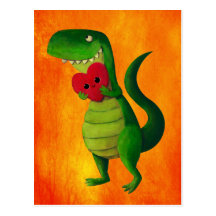 RAWR Dinosaur Love Post Cards