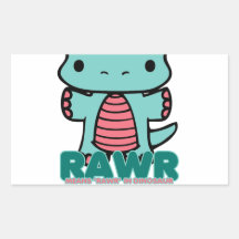 Rawr Means Rawr (teal) Rectangle Stickers