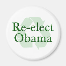 Re-Elect Obama Recycle Round Magnet