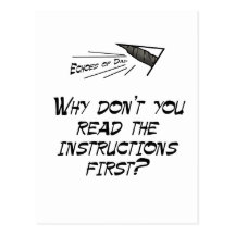 Read the instructions postcard