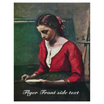 Reading Girl In A Red Jersey By Corot Jean-Baptist Flyer