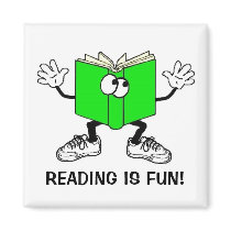 "Reading is Fun!" Fridge Magnet SQUARE