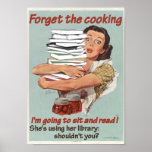 Reading or Cooking Poster posters