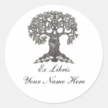 Reading Tree Bookplate Round Sticker